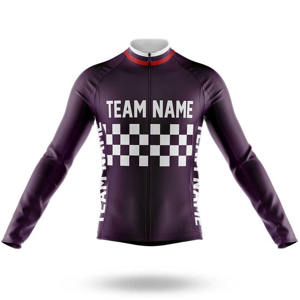 Custom Team Name M7 Dark Purple - Men's Cycling Kit-Long Sleeve Jersey-Global Cycling Gear