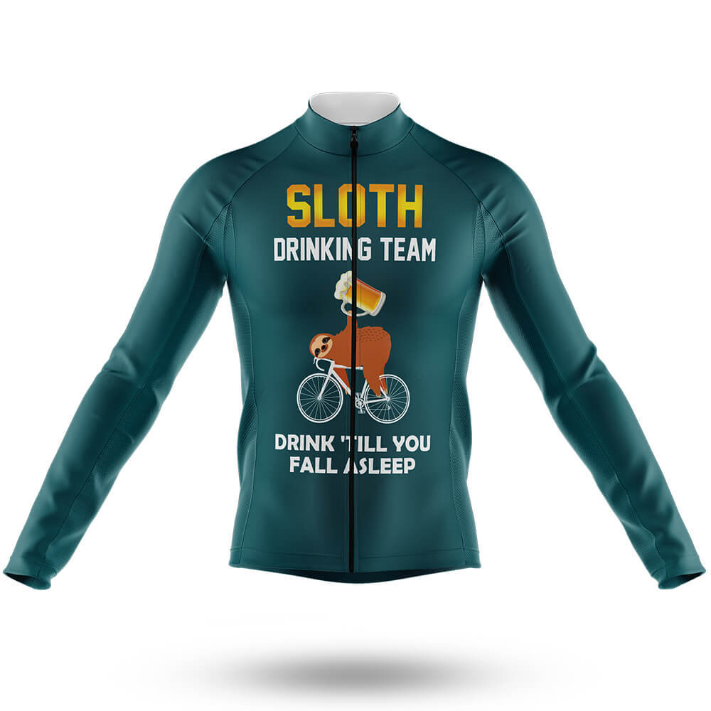 Sloth Drinking Team - Green - Men's Cycling Kit-Long Sleeve Jersey-Global Cycling Gear