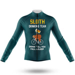 Sloth Drinking Team - Green - Men's Cycling Kit-Long Sleeve Jersey-Global Cycling Gear