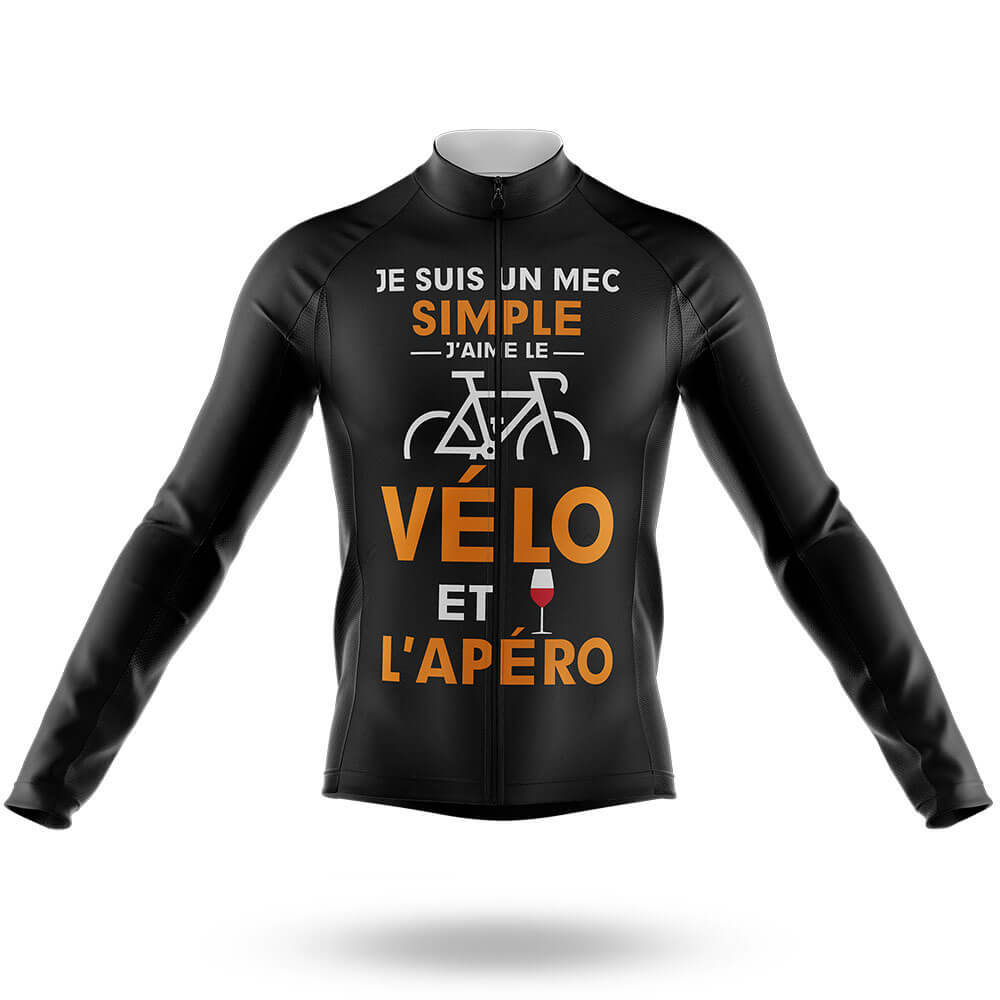 Je Suis Un Mec Simple - Black - Men's Cycling Kit-Long Sleeve Jersey-Global Cycling Gear