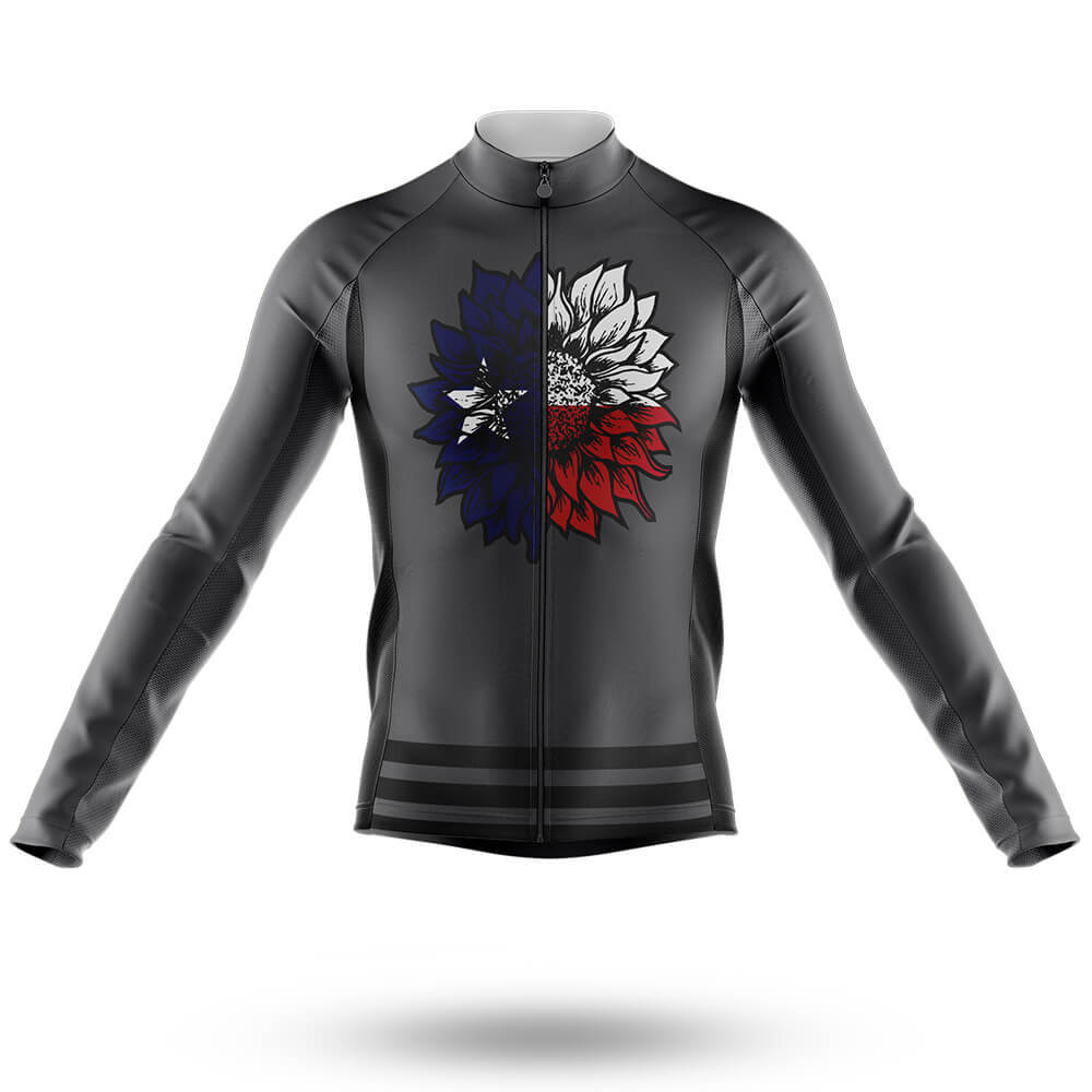 Texas Sunflower - Grey - Men's Cycling Kit-Long Sleeve Jersey-Global Cycling Gear