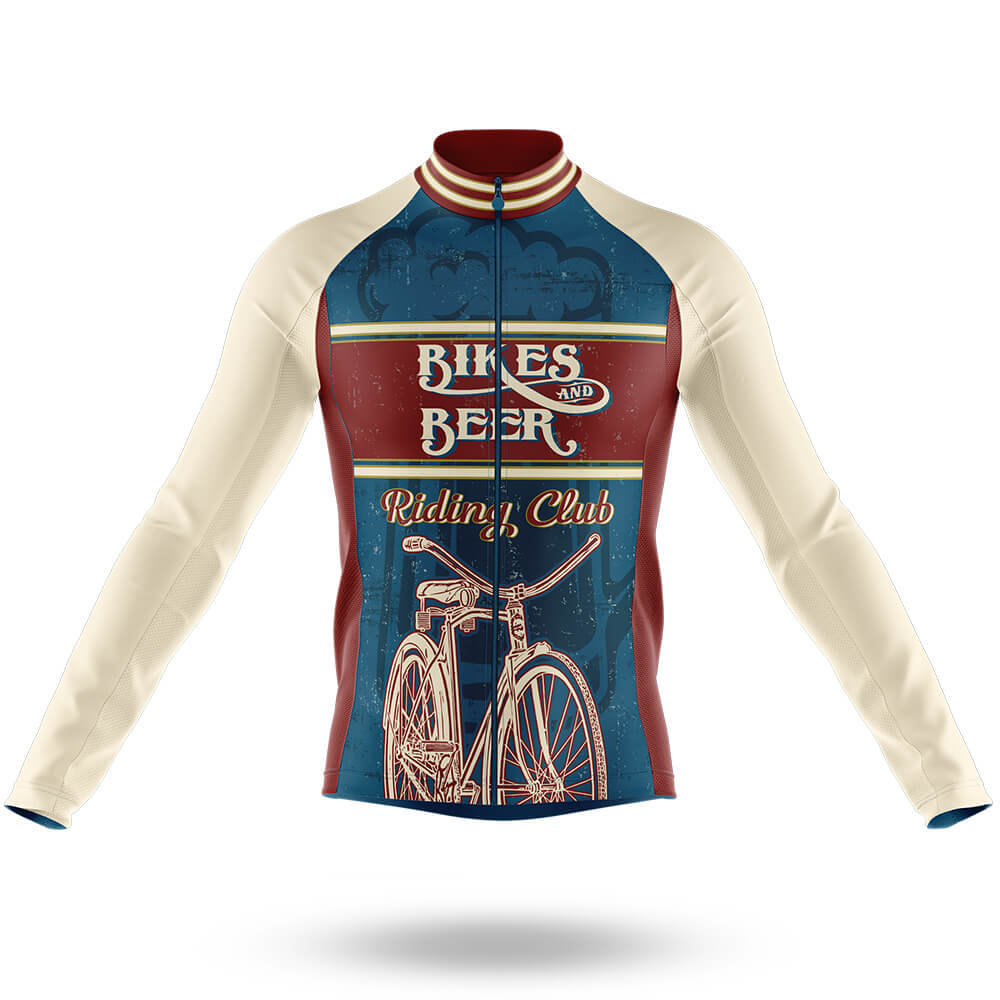 Retro Beer Riding Club Vintage V2 - Men's Cycling Kit-Long Sleeve Jersey-Global Cycling Gear