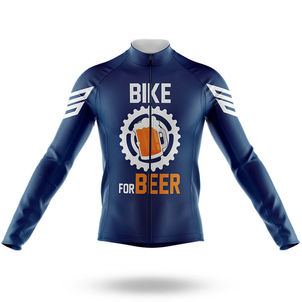 Bike For Beer V3 - Navy - Men's Cycling Kit-Long Sleeve Jersey-Global Cycling Gear