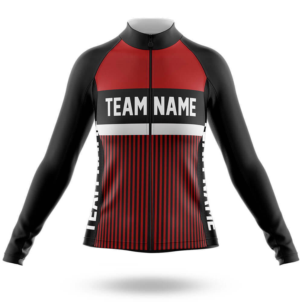 Custom Team Name M6 Red - Women's Cycling Kit-Long Sleeve Jersey-Global Cycling Gear