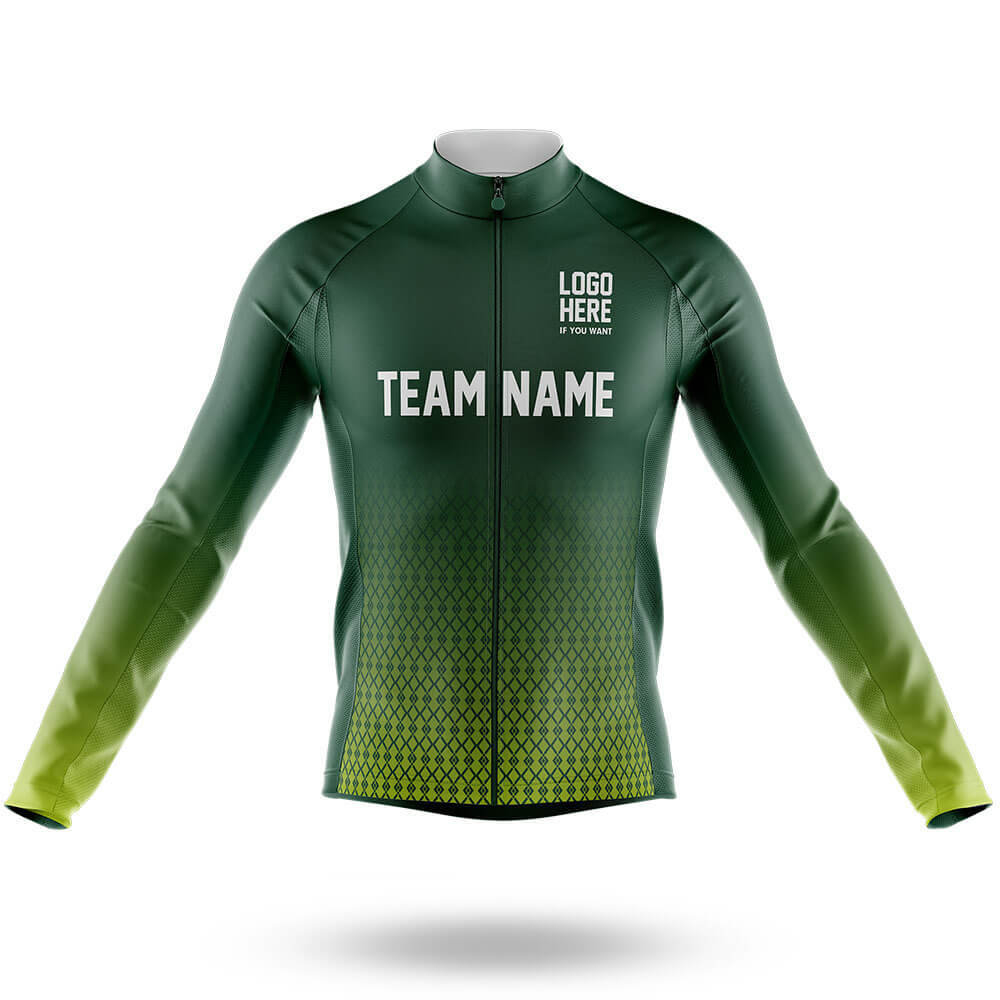Custom Team Name S1 Green - Men's Cycling Kit-Long Sleeve Jersey-Global Cycling Gear