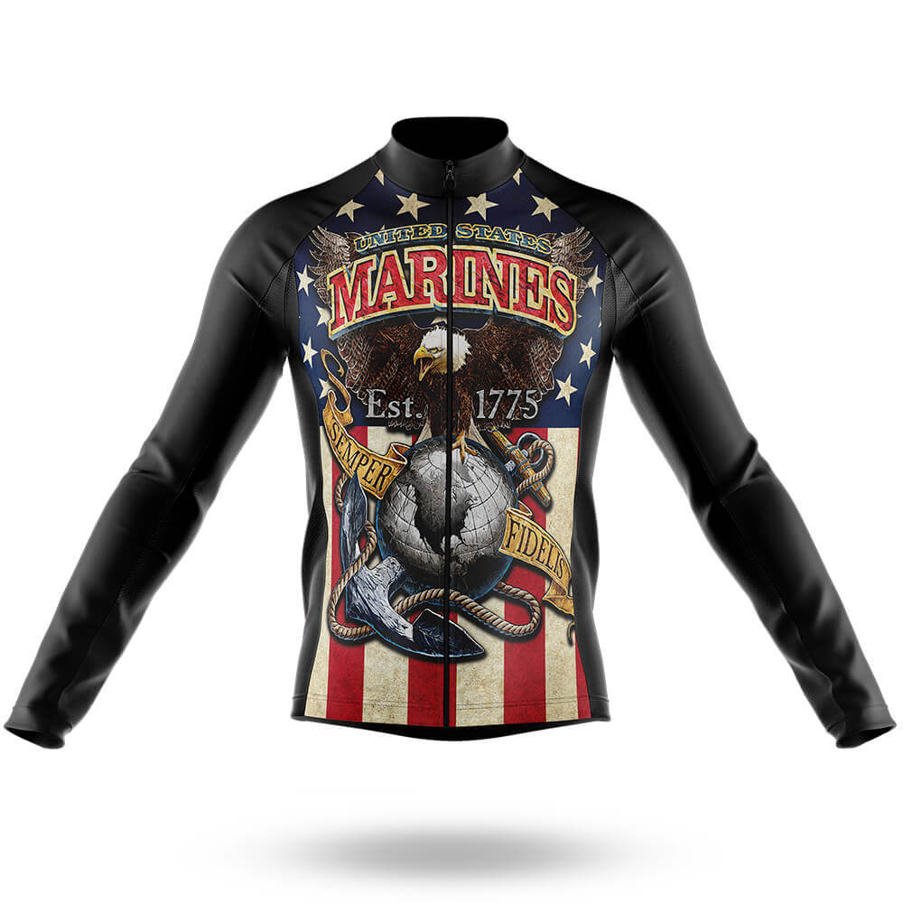 Retro Marines - Men's Cycling Kit-Long Sleeve Jersey-Global Cycling Gear