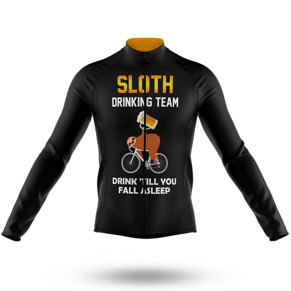 Sloth Drinking Team - Black - Men's Cycling Kit-Long Sleeve Jersey-Global Cycling Gear
