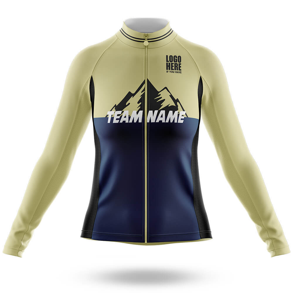 Custom Team Name V3 Navy - Women's Cycling Kit-Long Sleeve Jersey-Global Cycling Gear