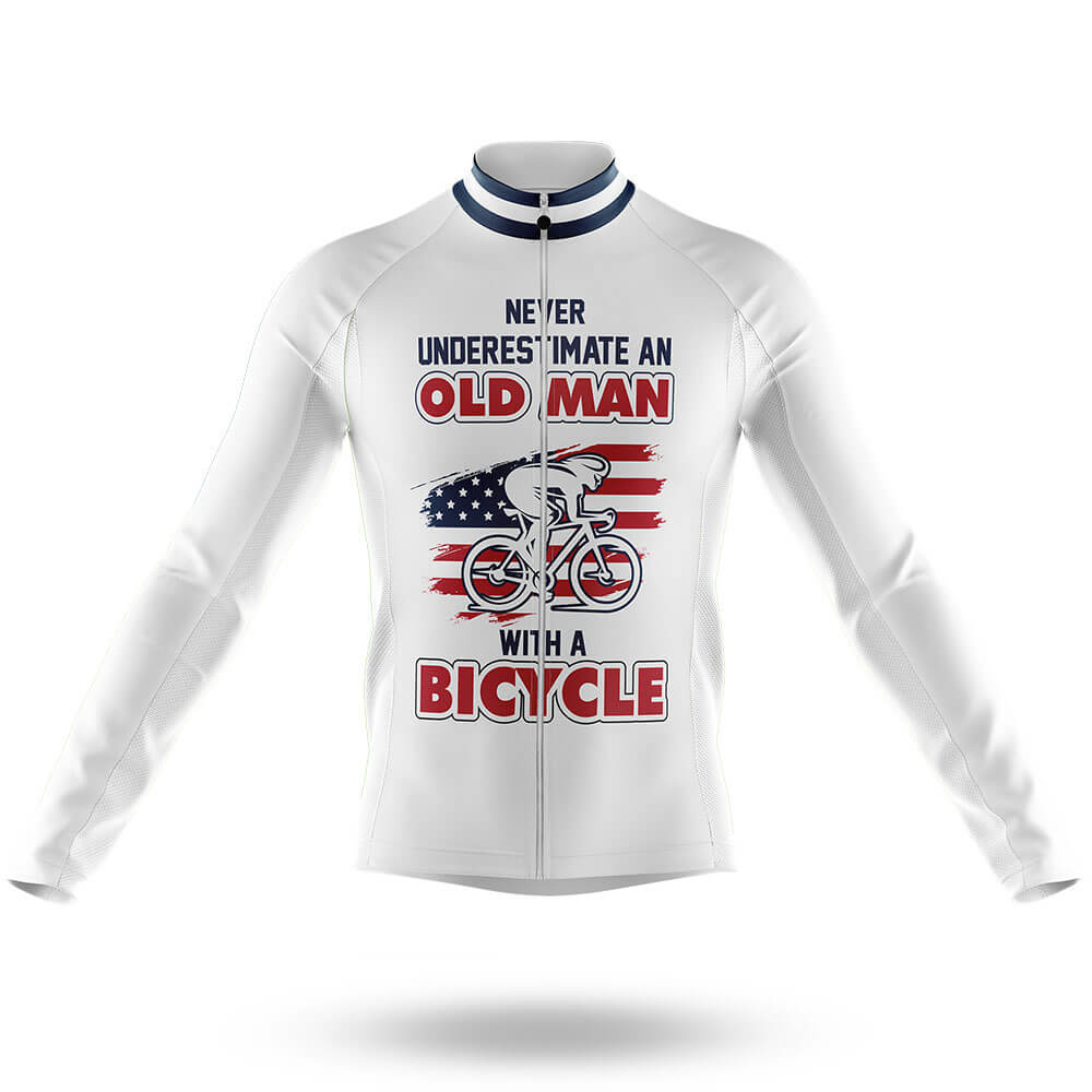 Old Man V9 - White - Men's Cycling Kit-Long Sleeve Jersey-Global Cycling Gear