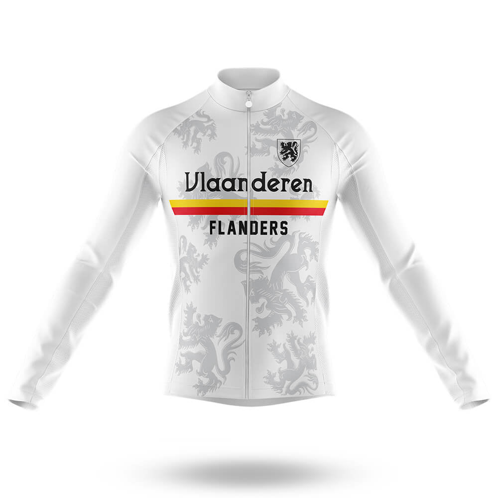 Vlaanderen (Flanders) - White - Men's Cycling Kit-Long Sleeve Jersey-Global Cycling Gear