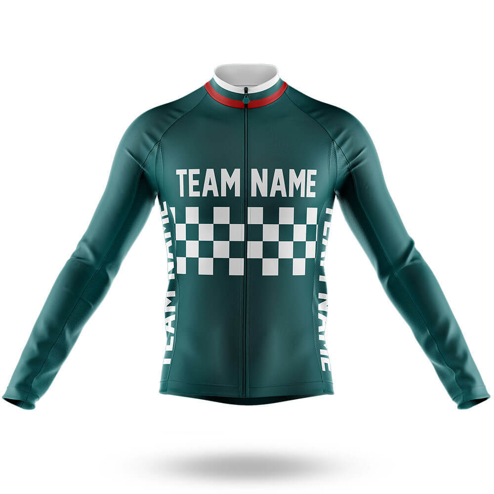 Custom Team Name M7 Green - Men's Cycling Kit-Long Sleeve Jersey-Global Cycling Gear