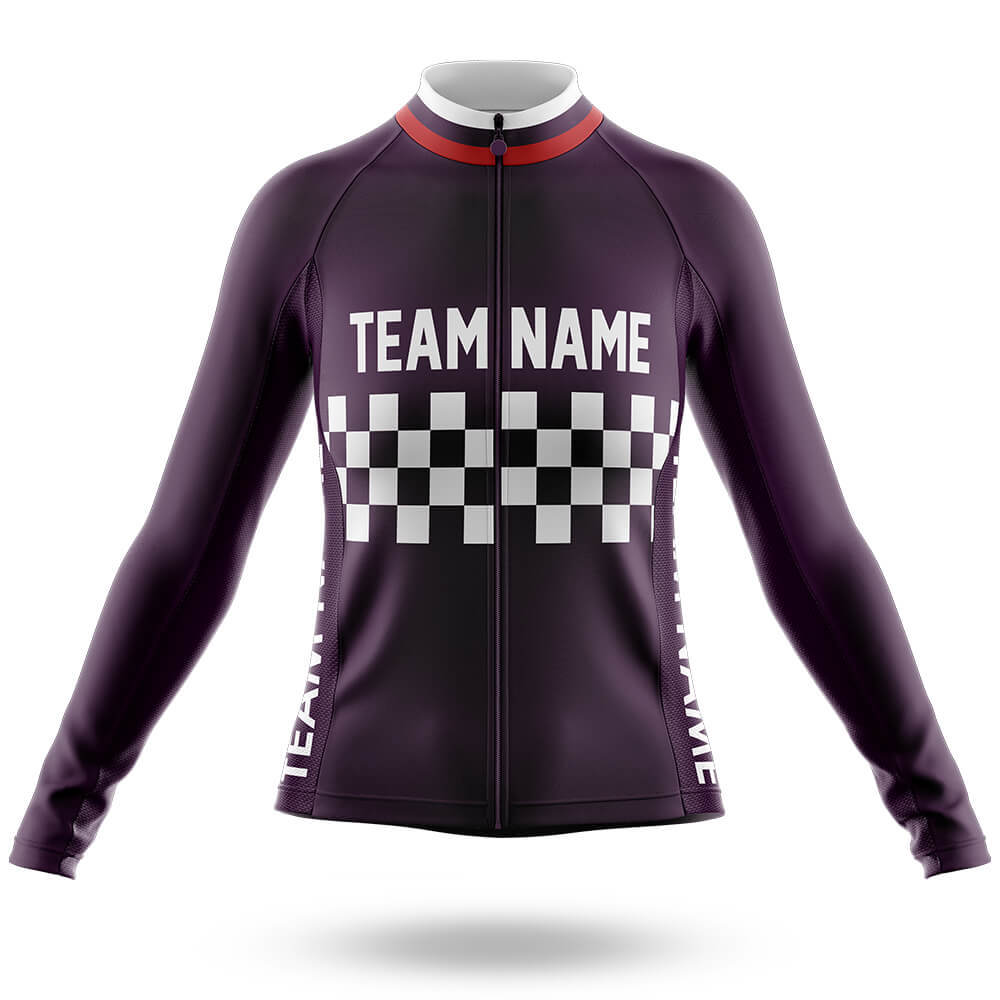 Custom Team Name M7 Dark Purple - Women's Cycling Kit-Long Sleeve Jersey-Global Cycling Gear