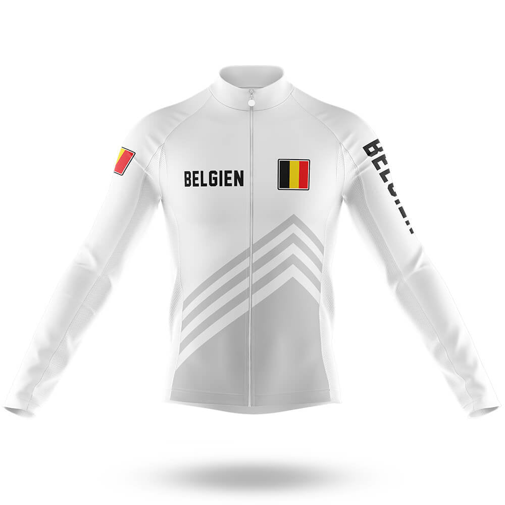 Belgien S5 White - Men's Cycling Kit-Long Sleeve Jersey-Global Cycling Gear