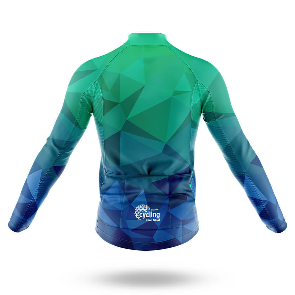 Blue Green Polygon - Men's Cycling Kit-Full Set-Global Cycling Gear