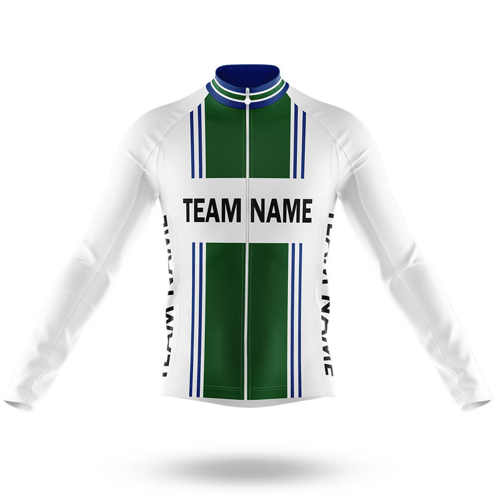 Custom Team Name M4 Green - Men's Cycling Kit-Long Sleeve Jersey-Global Cycling Gear