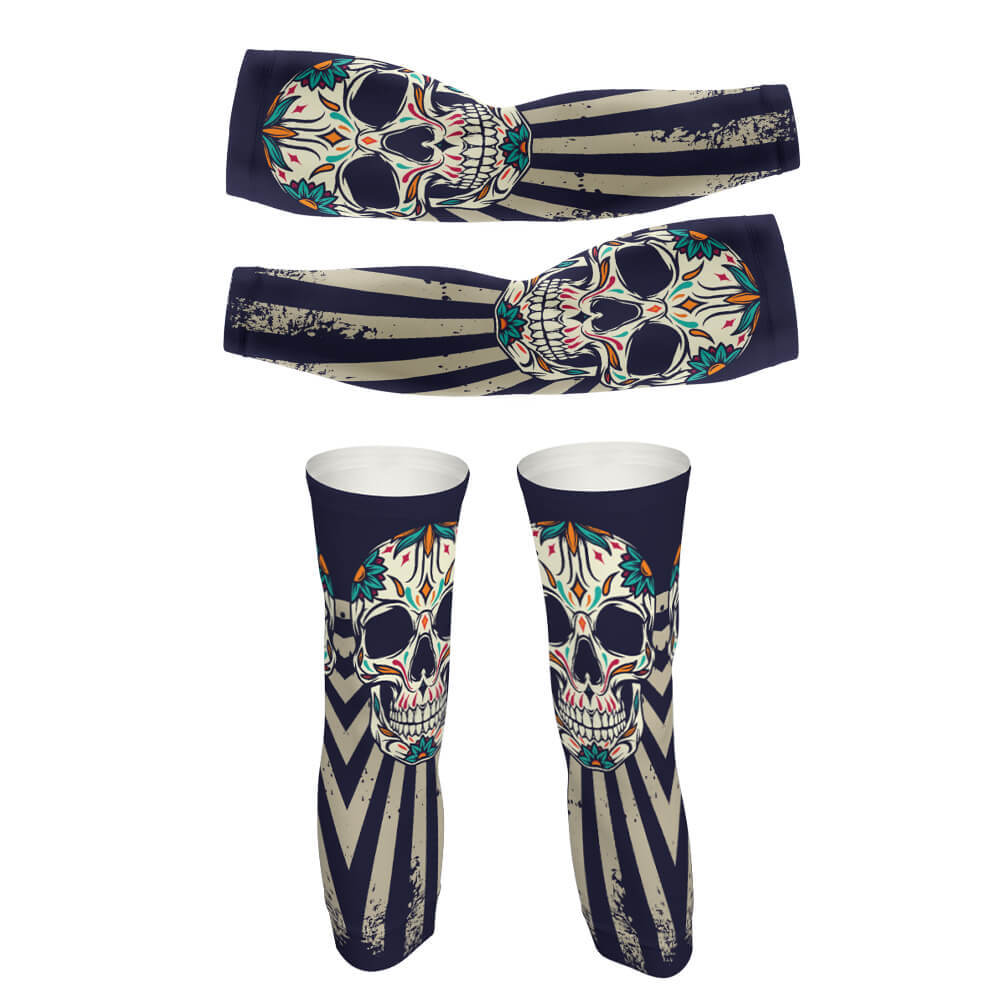 Skull - Arm And Leg Sleeves-S-Global Cycling Gear