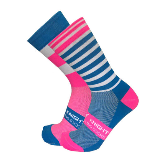 Blue Pink Stripes Cycling Socks - Global Cycling Gear