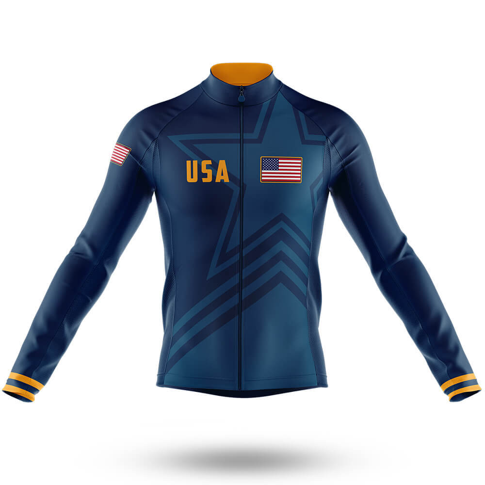 USA S5 Navy - Men's Cycling Kit-Long Sleeve Jersey-Global Cycling Gear