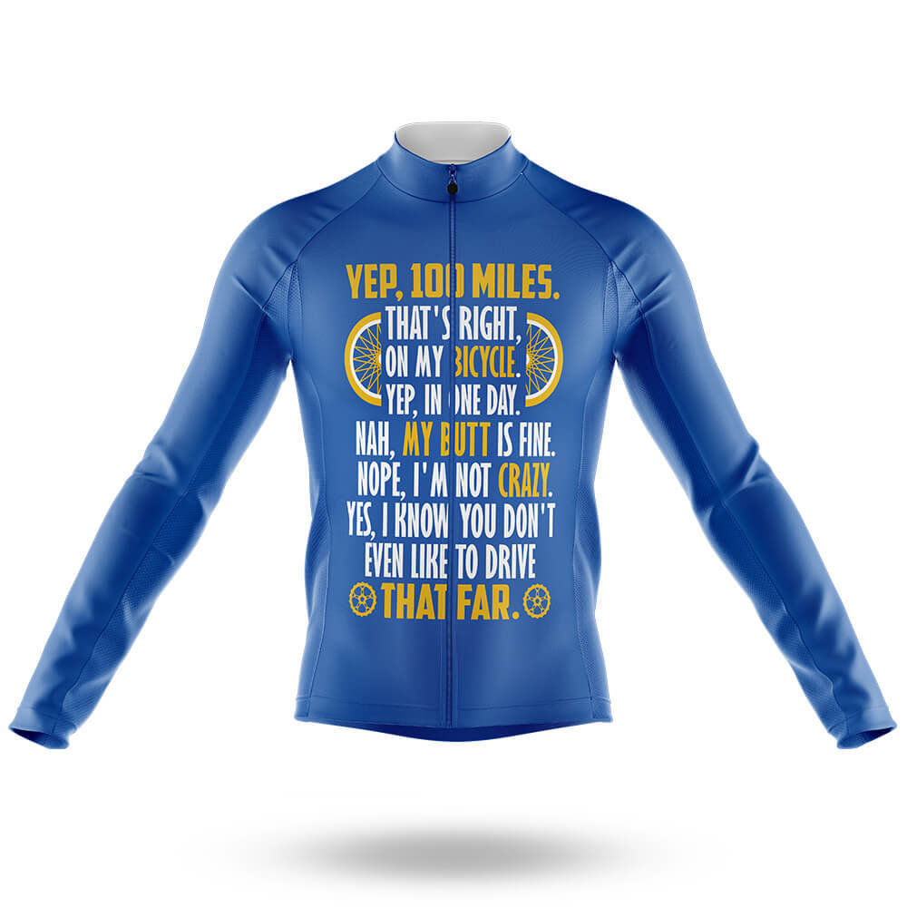 Yep! 100 Miles - Men's Cycling Kit-Long Sleeve Jersey-Global Cycling Gear