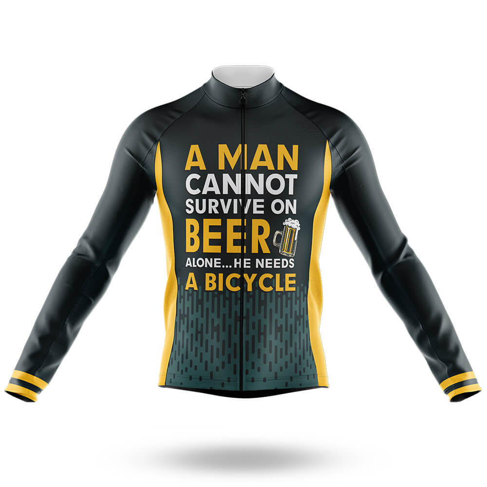 Beer & Bicycle - Men's Cycling Kit-Long Sleeve Jersey-Global Cycling Gear