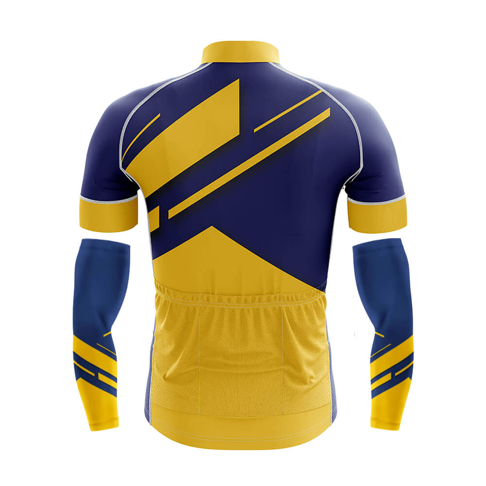 Cool Cycling Jersey With Arm Sleeves Old Man Yellow Navy Mens Bike Jersey-XS-Global Cycling Gear