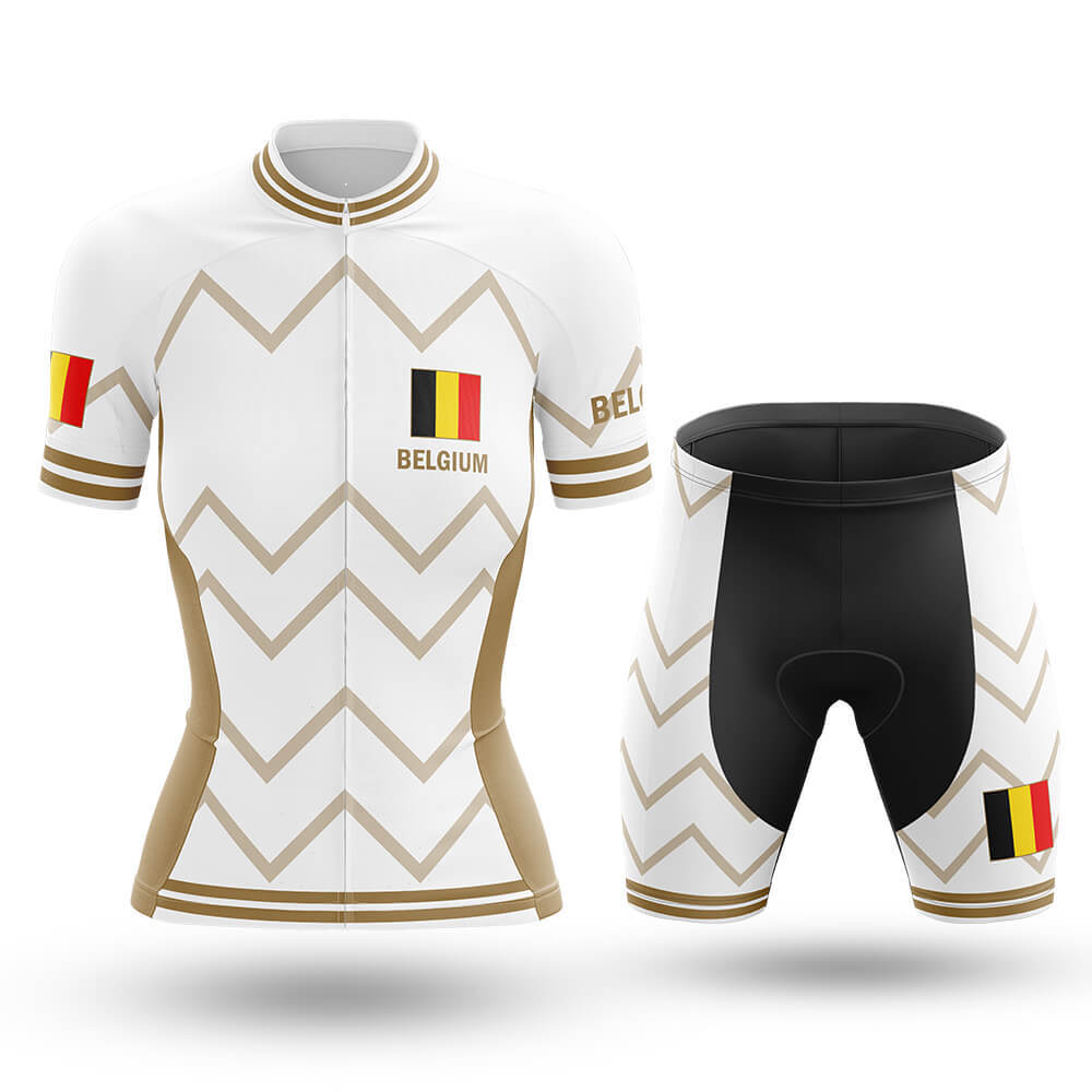 Belgium - Women V17 - White - Cycling Kit-Full Set-Global Cycling Gear