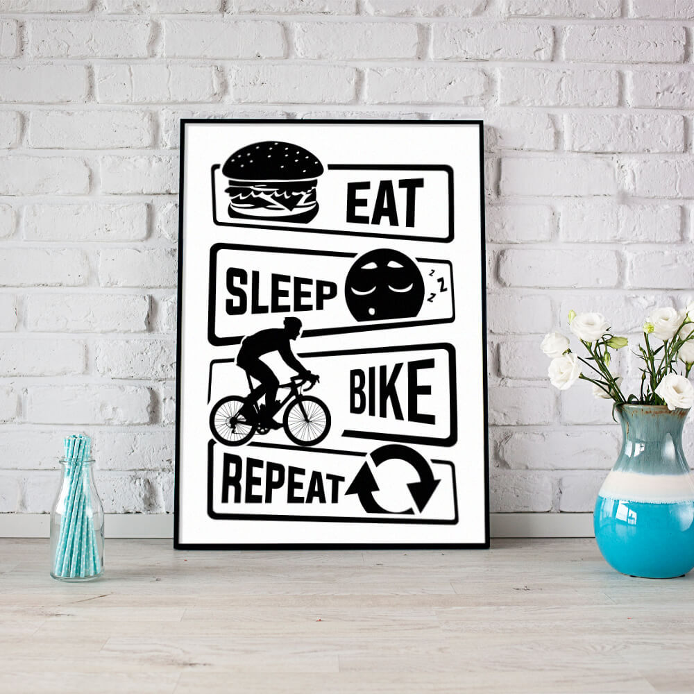 Eat Sleep Bike - Wall Art Canvas-Small 20X30cm (8X12in)-Global Cycling Gear