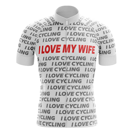 I Love My Wife White Men's Short Sleeve Cycling Jersey-S-Global Cycling Gear