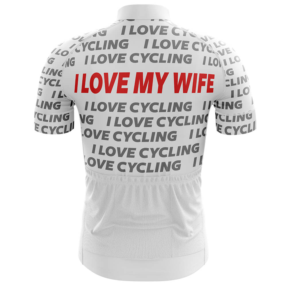 I Love My Wife White Men's Short Sleeve Cycling Jersey-S-Global Cycling Gear