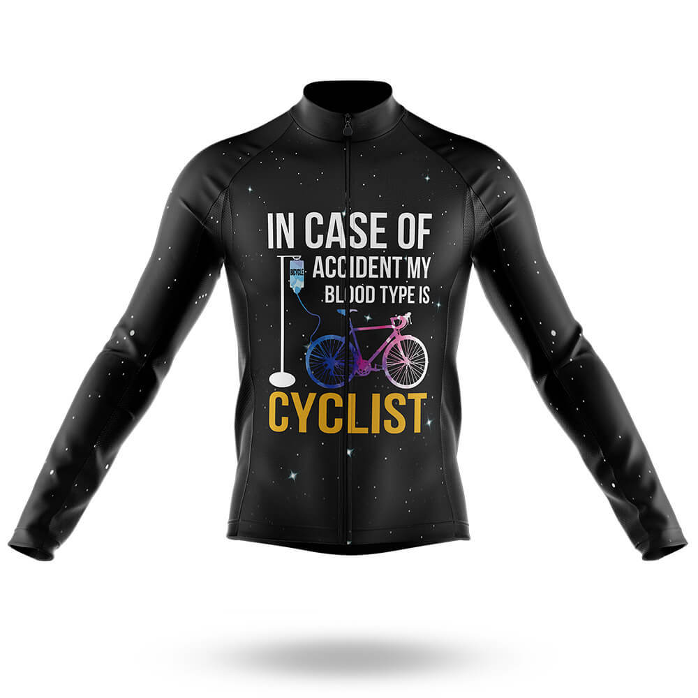 My Blood Type Is Cyclist - Men's Cycling Kit-Long Sleeve Jersey-Global Cycling Gear