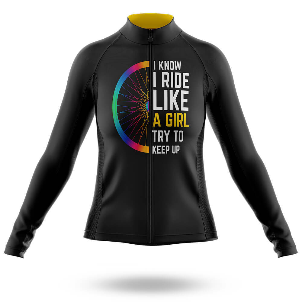 Like A Girl V2 - Women's Cycling Kit-Long Sleeve Jersey-Global Cycling Gear