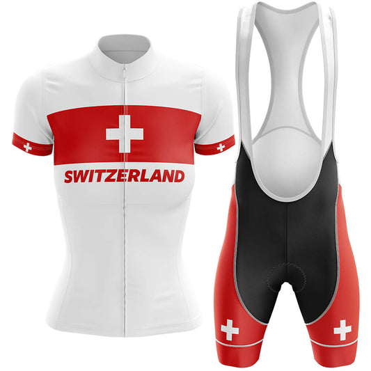 Switzerland - Women V4 - Cycling Kit-Jersey + Bib shorts-Global Cycling Gear