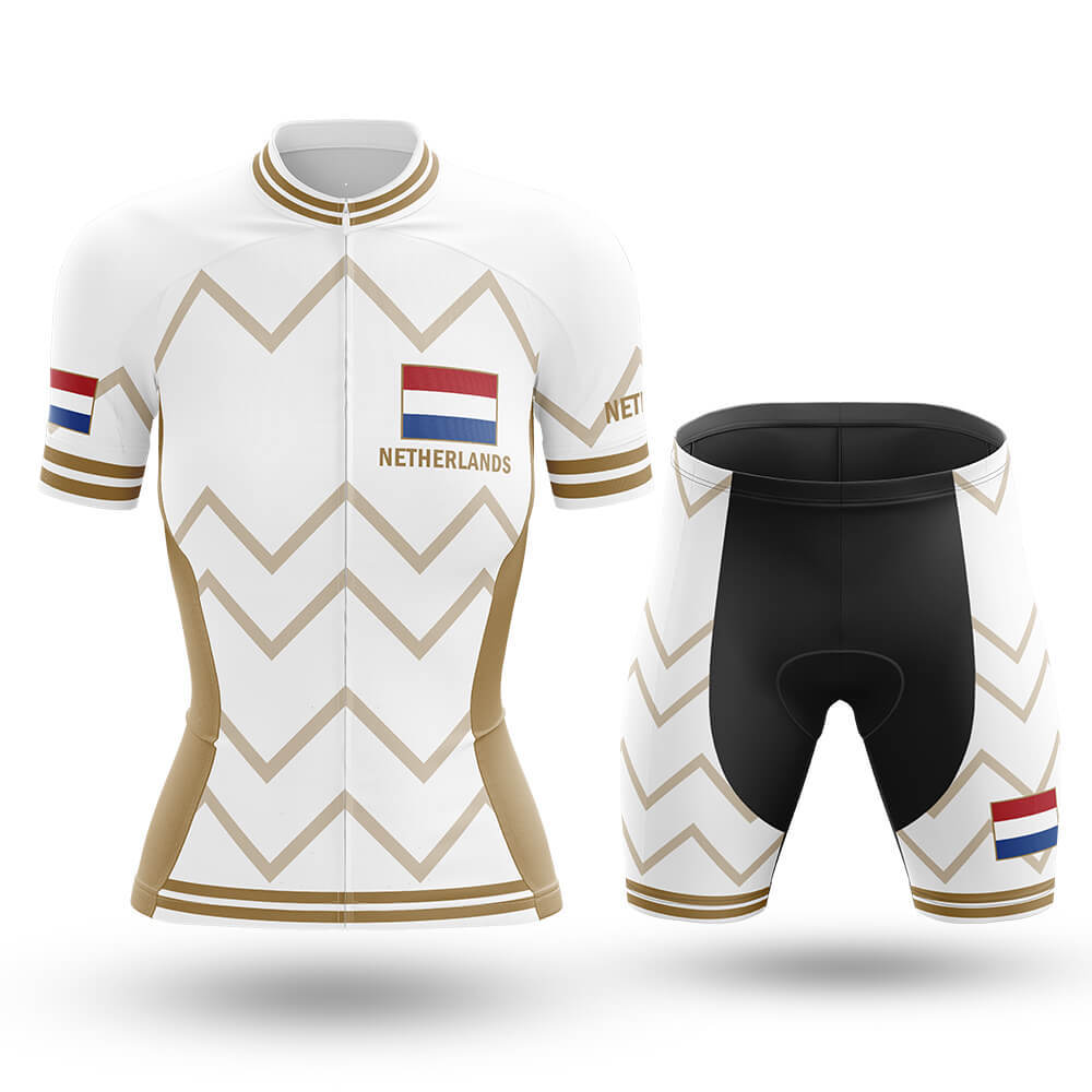 Netherlands - Women V17 - White - Cycling Kit-Full Set-Global Cycling Gear
