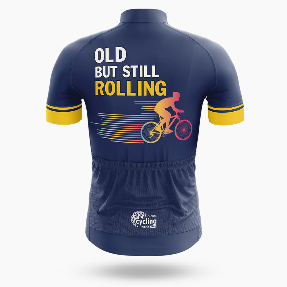 Old But Still Rolling Navy Men's Short Sleeve Cycling Jersey-S-Global Cycling Gear