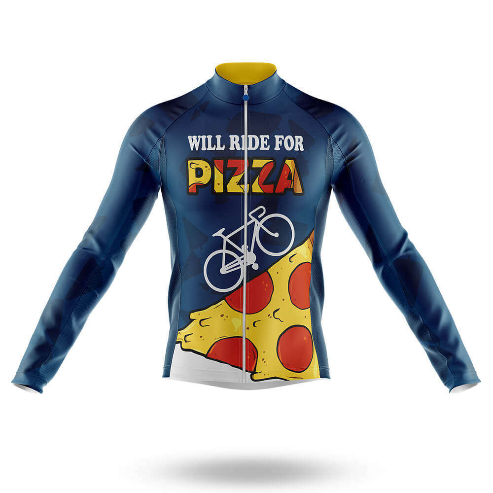 Will Ride For Pizza - Men's Cycling Kit-Long Sleeve Jersey-Global Cycling Gear