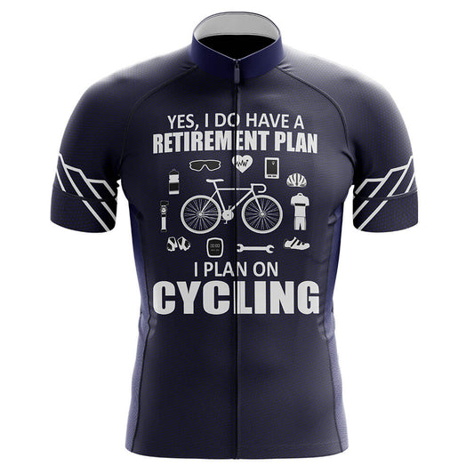 Retirement Plan Navy Men's Short Sleeve Cycling Jersey-S-Global Cycling Gear