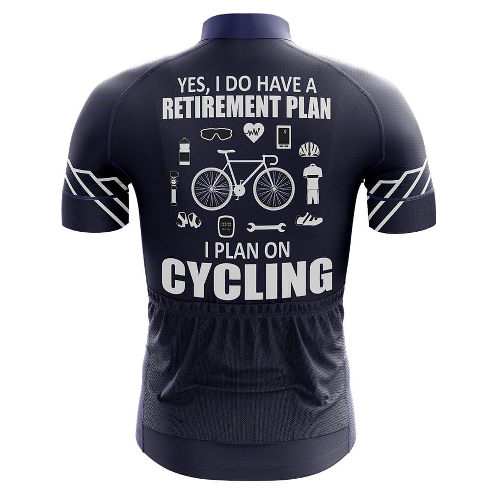 Retirement Plan Navy Men's Short Sleeve Cycling Jersey-S-Global Cycling Gear