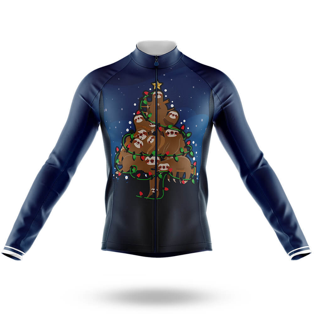 Sloth Christmas Tree - Men's Cycling Kit-Long Sleeve Jersey-Global Cycling Gear