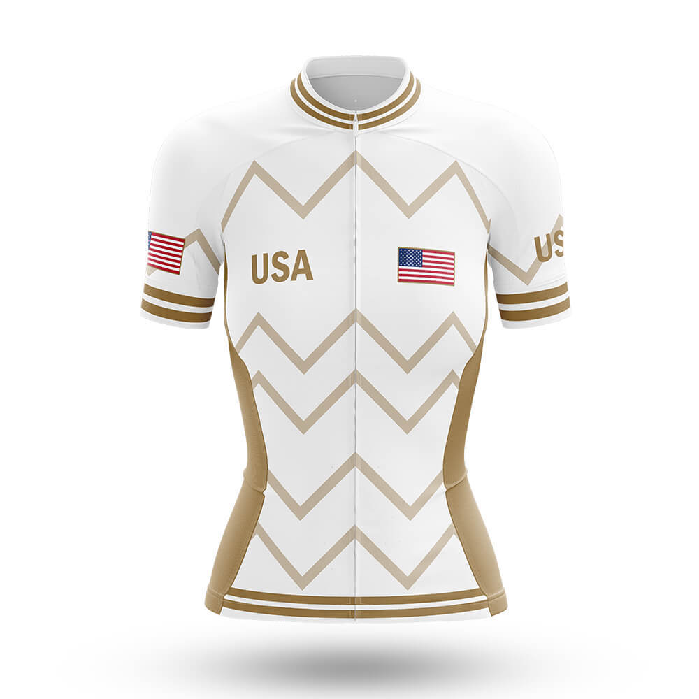 USA - Women V17 - White - Cycling Kit-Jersey Only-Global Cycling Gear