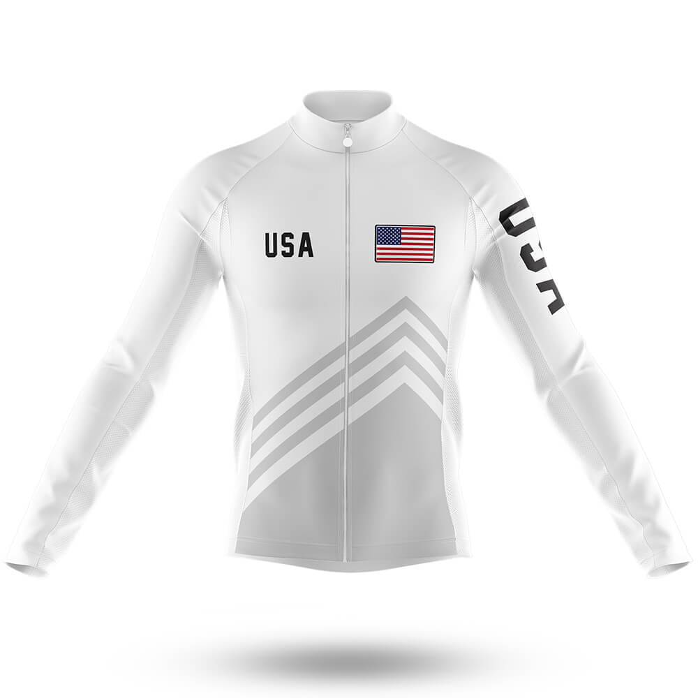 USA S5 White - Men's Cycling Kit-Long Sleeve Jersey-Global Cycling Gear