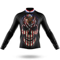 USA Flag Skull - Men's Cycling Kit-Long Sleeve Jersey-Global Cycling Gear