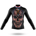 USA Flag Skull - Men's Cycling Kit-Long Sleeve Jersey-Global Cycling Gear