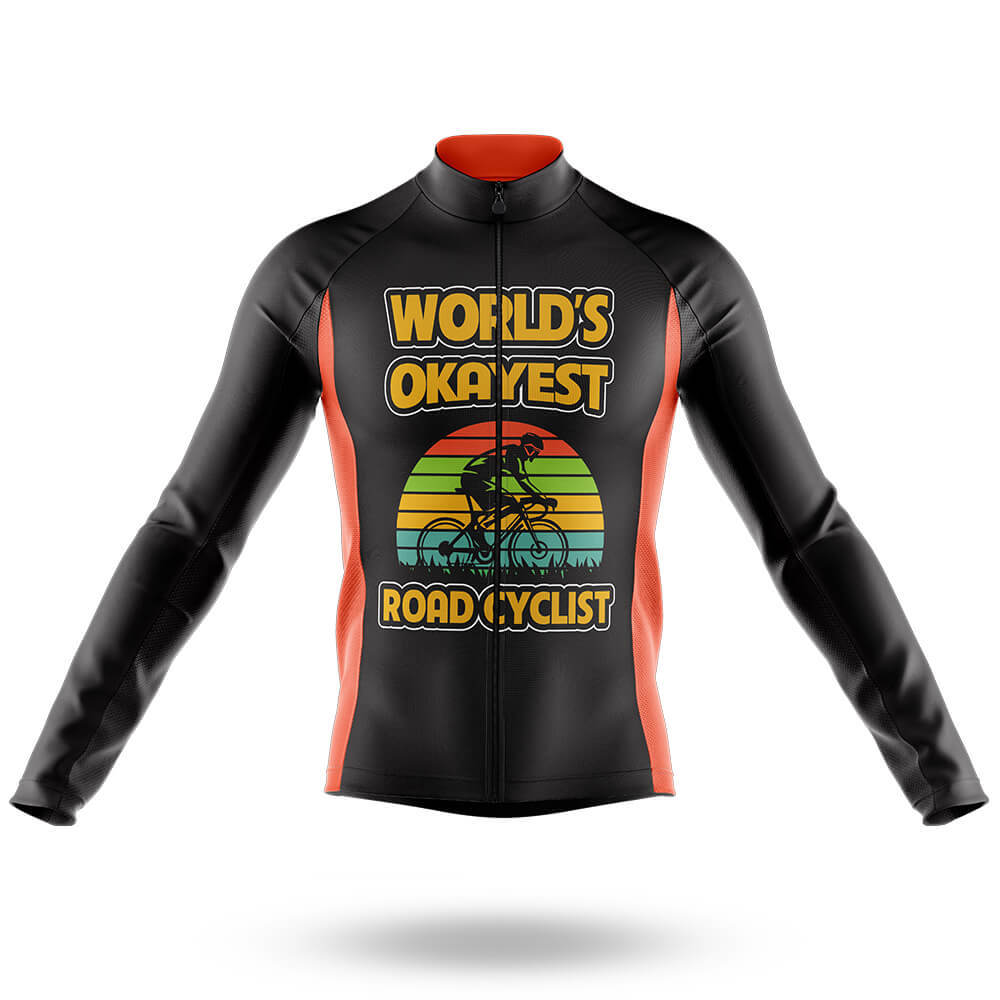 World's Okayest Road Cyclist - Men's Cycling Kit-Long Sleeve Jersey-Global Cycling Gear