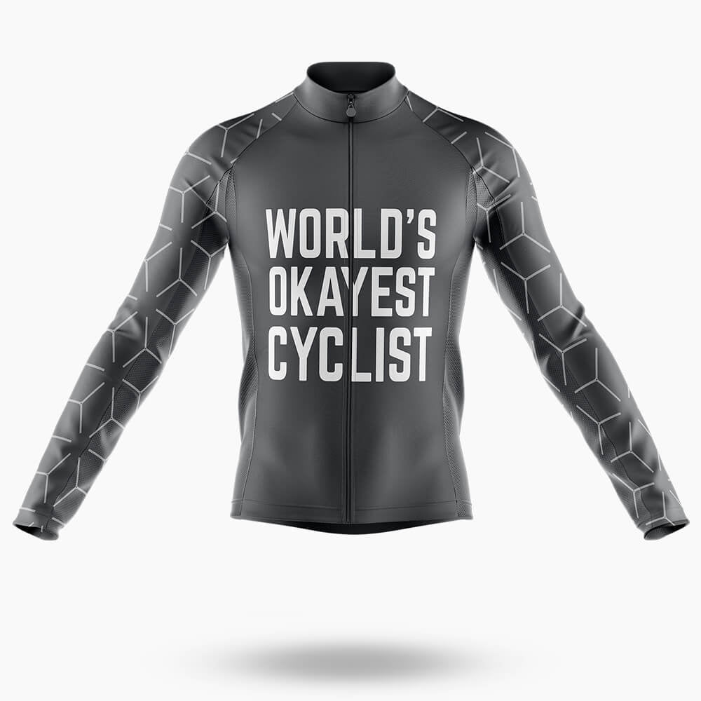 World's Okayest Cyclist - Men's Cycling Kit-Long Sleeve Jersey-Global Cycling Gear
